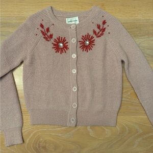 Antik Batik Pink Cardigan with Red Embroidery